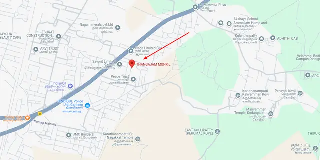 Location of Thangajam Munril in Dindigul