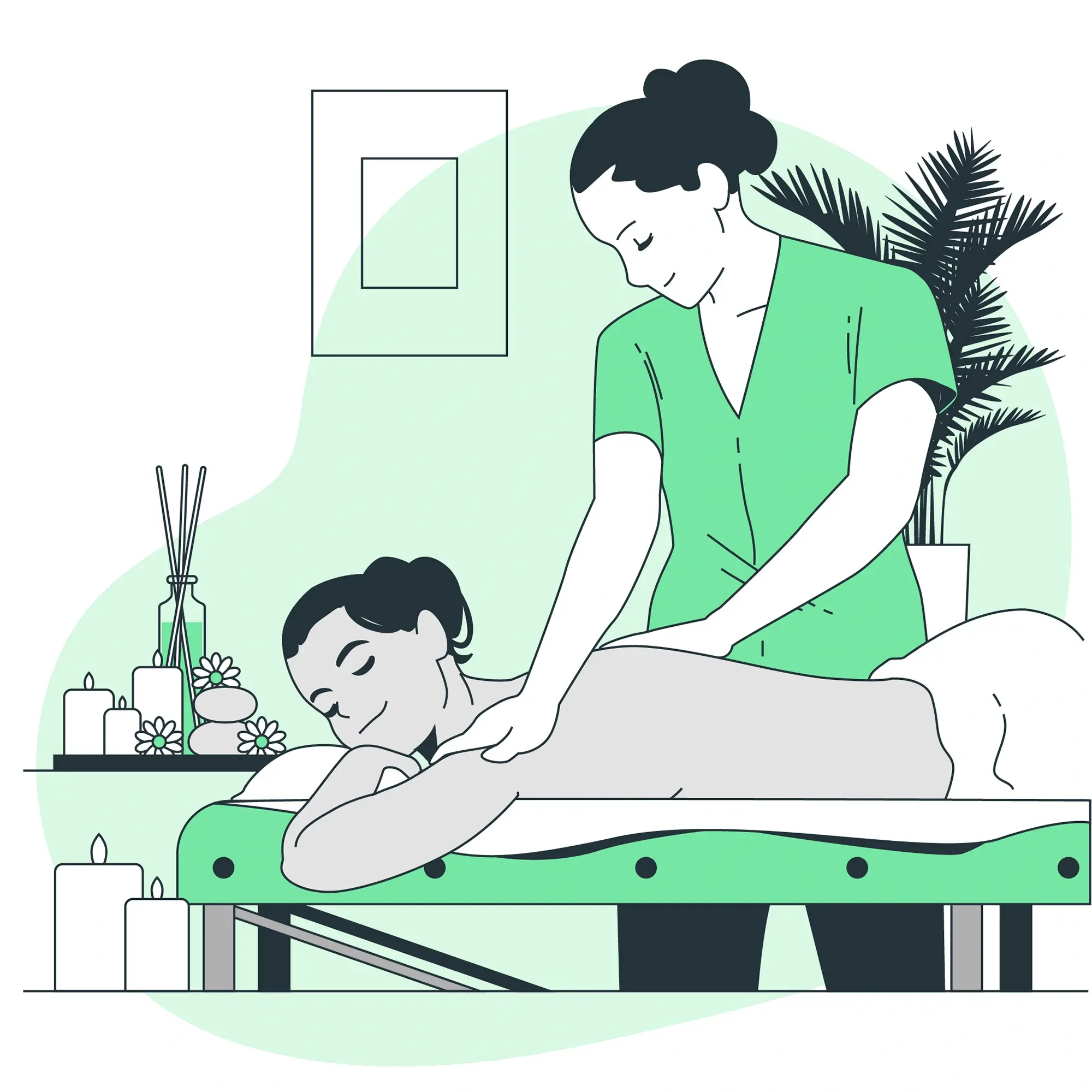 Therapist locating acupressure points